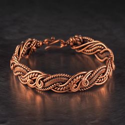 Unique handmade copper bracelet Womens bracelet Antique style wire wrapped bracelet Handcrafted wire weave jewelry