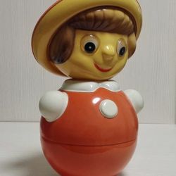 Pinocchio Vintage Soviet Toy Roly Poly. Musical Nevalyashka USSR