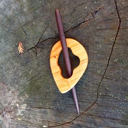 Wood Shawl Pin, Scarf Pin, Celtic Shawl Pin, Wood  Shawl Stick, Wooden Brooch, Handcrafted  Pin, Figure Wooden Shawl Pin