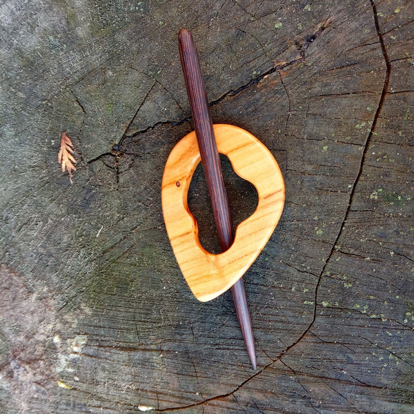 Wood Shawl Brooch, Wood Scarf Pin, Wood Shawl Stick, Wooden Brooch, Handcrafted Shawl Pin, Figure Wooden Shawl Pin, Celtic Shawl Pin.jpg
