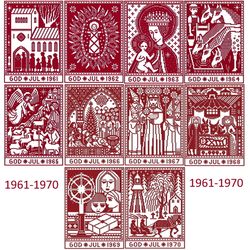 SET 10 Christmas Sampler 1961-1970 Cross Stitch Pattern PDF Monochrome