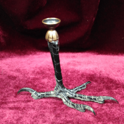 Candlestick "Foot of the Raven". Raven natural/ Hugin and Munin