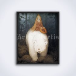 Princess on the White Bear illustration, Theodor Kittelsen printable art, print, poster (Digital Download)
