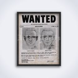 Zodiac Killer Wanted poster, detective, true crime printable art, print, poster (Digital Download)