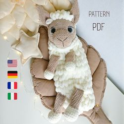 Crochet llama PATTERN pajama bag crochet, crochet plush pattern stuffed animals llama, amigurumi pattern