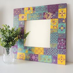 Wall Mirror hanging mirror mirror in a wooden frame Venice mirror wooden tile