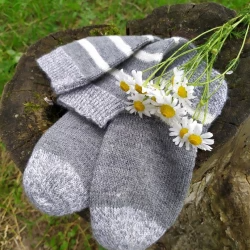 Grey striped woolen womens socks