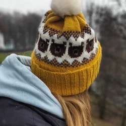 Warm winter yellow knitted hat