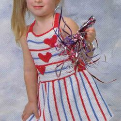 Vintage Crochet Pattern 55 Girls Hearts & Stripes Sundress