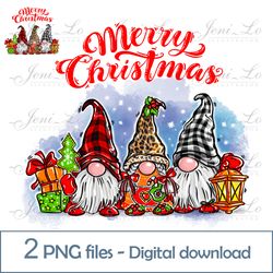 Christmas gnomes red 2 PNG files Merry Christmas clipart Cute Dwarf Sublimation kids design Gnome Digital Download
