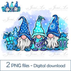 christmas gnomes blue 2 png files merry christmas clipart cute dwarf sublimation kids design gnome digital download