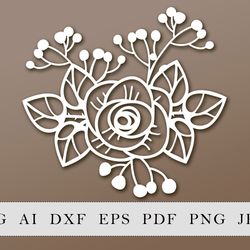 bouquet of roses and berries. vector digital. cut file