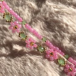 Pink flower bracelet Rose bracelets Floral jewelry Handmade jewelry Handmade bracelet Bracelets set Gift for her