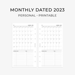 personal monthly planner, dated planner