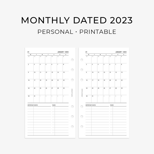 printable personal dated monthly planner 2023