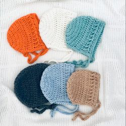 Basic Baby Bonnet Crochet Pattern 6 sizes Newborn beanie kids hat Adult cap Classic beanie child cap 6 sizes nb-adult ha