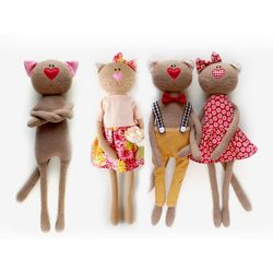 2 PDF Cat Doll SEWING PATTERN & CLOTHES - Sewing Tutorial - Animal Rag Doll Cloth Doll