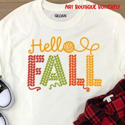 hello fall sign yarn for knitting clipart thanksgiving shirt print thankful farmhouse wall art autumn welcome home decor