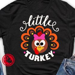 Little turkey tshirt design Thanksgiving decor Thankful Farmhouse wall art Autumn Home ornament