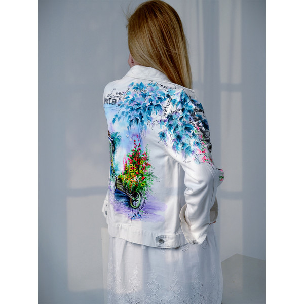 hand painted women jacket-jean jacket-denim jacket-girl fabric clothing-designer art-wearable art-custom clothes 3.jpg
