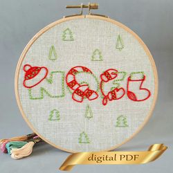 noel pattern pdf embroidery, christmas embroidery diy