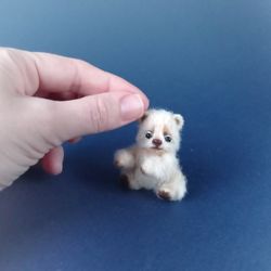 Mini Teddy Bear. OOAK Bear. Miniature Collectible toy. Fluffy bear. Cut Mini Bear. Decor for dollhouse