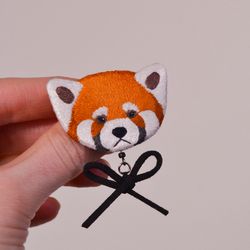 Cute brooch panda pin embroidery handmade jewelry pin gift idea for her Christmas gift idea for mom embroidered brooch