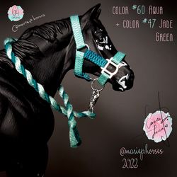 Schleich bicolor 3-sltd Halter & Lead Rope set 64 colors - Schleich horse tack - custom model horse - toy accessories