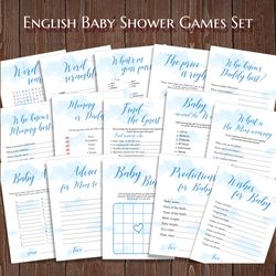 Cloud Baby Shower Games Bundle Boy Cloud Baby Shower Theme Party Baby Games, Wishes for Baby, Scramble, Advice Printable