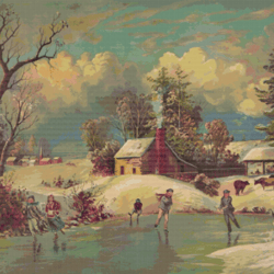 Cross Stitch Pattern | American Winter Life 1880 | 5 Sizes | PDF Counted Vintage Highly Detailed Stitch