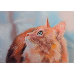 Ginger cat. Dry pastel on pastel paper. Original.