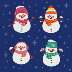 Cross Stitch Pattern | Christmas | Snowman | 5 Sizes | PDF Counted Vintage Highly Detailed Stitch