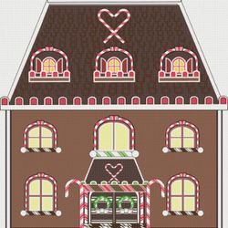 cross stitch pattern | gingerbread house | 5 sizes | pdf counted vintage highly detailed stitch