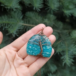 Yoga Healing Amulet Necklace, Amazonite Handmade Wire Wrap Tree Of Life Pendant Necklace, Gift for Boyfriend/Girlfriend