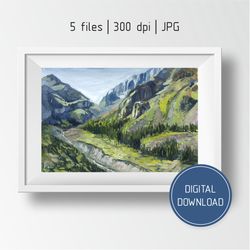 Mountain Art Printable Mountain Landscape Wall Art Horizontal Instant Download Art work Digital Files