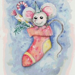 Cross Stitch Pattern | Mouse | Christmas | 4 Sizes | PDF Counted Vintage Highly Detailed Stitch