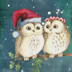 Cross Stitch Pattern | Owl | Christmas | 4 Sizes | PDF Counted Vintage Highly Detailed Stitch
