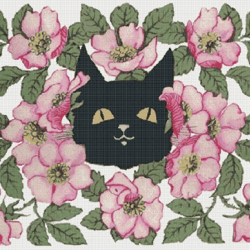 Cross Stitch Pattern | Black Cat | Illustration 1898 | PDF Counted Vintage Highly Detailed Stitch