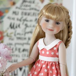 Pink dress polka dots for Ruby Red Fashion Friends doll 14.5 inch, 14" RRFF doll clothes, cute outfit for Ruby Red doll
