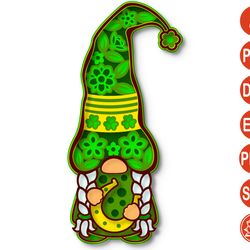 3d layered gnome patrick day mandala svg for cricut