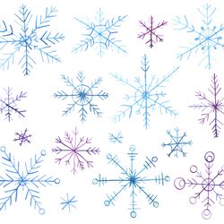 Watercolor Clipart. Snowflakes clipart. Hand drawn christmas Watercolor hand drawn winter clipart new year and christmas