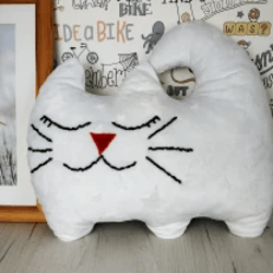 White cat plush pillow, plush cat gift for kids, gifts for cat lovers, funny mothers day gift, teen bedroom decor ideas