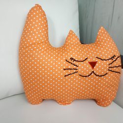 Orange cat shaped pillow, personalized cat pillow, funny cat stuff animal, mothers day gift, girls kitty shaped pillow