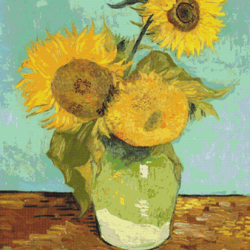 cross stitch pattern | three sunflowers in a vase | 5 sizes | pdf counted vintage highly detailed stitch