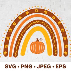 cute fall rainbow. autumn or thanksgiving decorations svg cut file