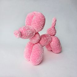 balloon dog toy decorative figurine stuffed animal toy crochet pink toy