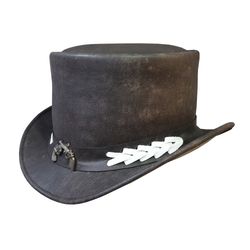 Vintage Style Leather Top Hat