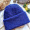Double soft warm mohair handknit women hat blue hand knit hat moheir hat Women hats winter blue hat