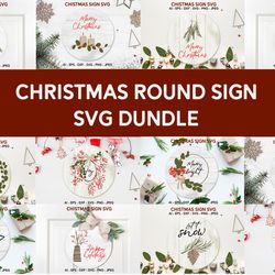 Christmas round sign svg bundle Merry Christmas svg