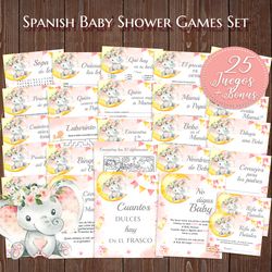 Spanish Baby Shower Games, Elephant Spanish Baby Shower Games, Elefante Juegos de Baby Shower, Juegos para Baby Shower